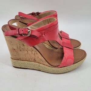 Coach Pink Leather Women's  Wedge Sandals Size 6.5